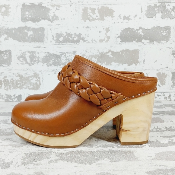Dolce Vita Shoes - New Dolce Vita Hila Brown Leather Block Heel Slide In Clogs C131
